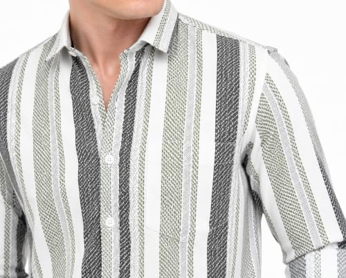 Image of Youth First Men's Cotton Blend Casual Shirt | Regular Fit Solid Full Sleeve Button Down Collared Shirts | Comfortable Formal Office Business Casual for Men