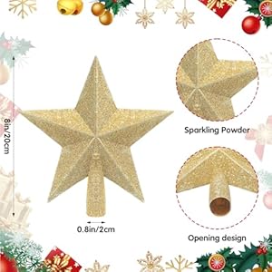 SIbba Christmas Tree Top Crown Glitter Star Decoration, 8 inches Star Tree Topper Christmas Star Treetop for Christmas Ornaments Tree Star for Xmas Christmas Party SIbba Christmas Tree Top Crown Glitter Star Decoration 8 inches Star Tree Topper Christmas Star Treetop for Christmas Ornaments Tree Star for Xmas Christmas Party