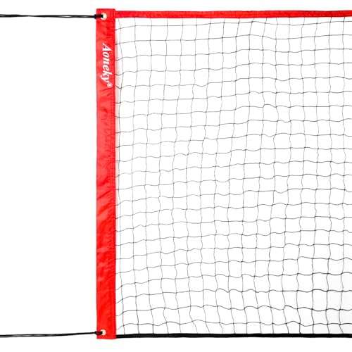 Aoneky 9.6m/6 4m/4 5m Rotes Volleyballnetz für Garten Strand Pool Tredd Innen- und Außenbereich Tragbares Badminton- und Tennisnetz mit Befestigungsseilen (6.4m x 0.9m)