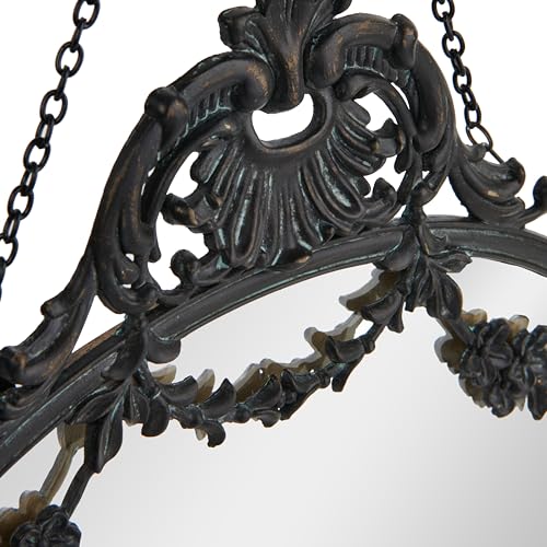 Image of Creative Co-Op Vintage Pewter Framed Wall Mirror with Decorative Chain, Black