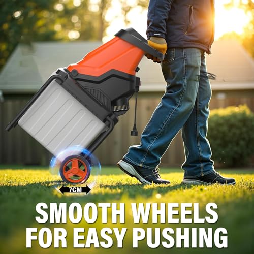 Image of MAXLANDER 15-Amp Electric Wood Chipper Shredder with 50L Collection Bin, 1.8-Inch Cutting Diameter for Yard Waste & Branches, Efficient Mulcher for Composting, 15:1 Reduction Ratio