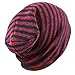 The Hat Depot Fashion Junior Youth Unisex Soft Warm Stripe Knit Beanie Winter Hat Made in USA (Red-Navy)