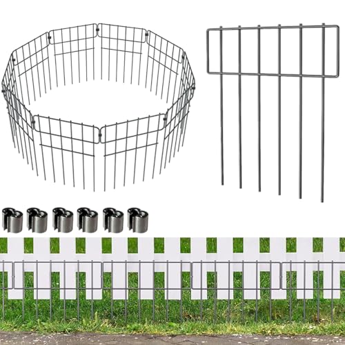 TAZZOR Paquete de 10 vallas decorativas, rejilla para perros para el jardín, elementos de vallas metálicas, 42 cm de alto x 33 cm de ancho, ideal como valla para perros, rejilla para cachorros,