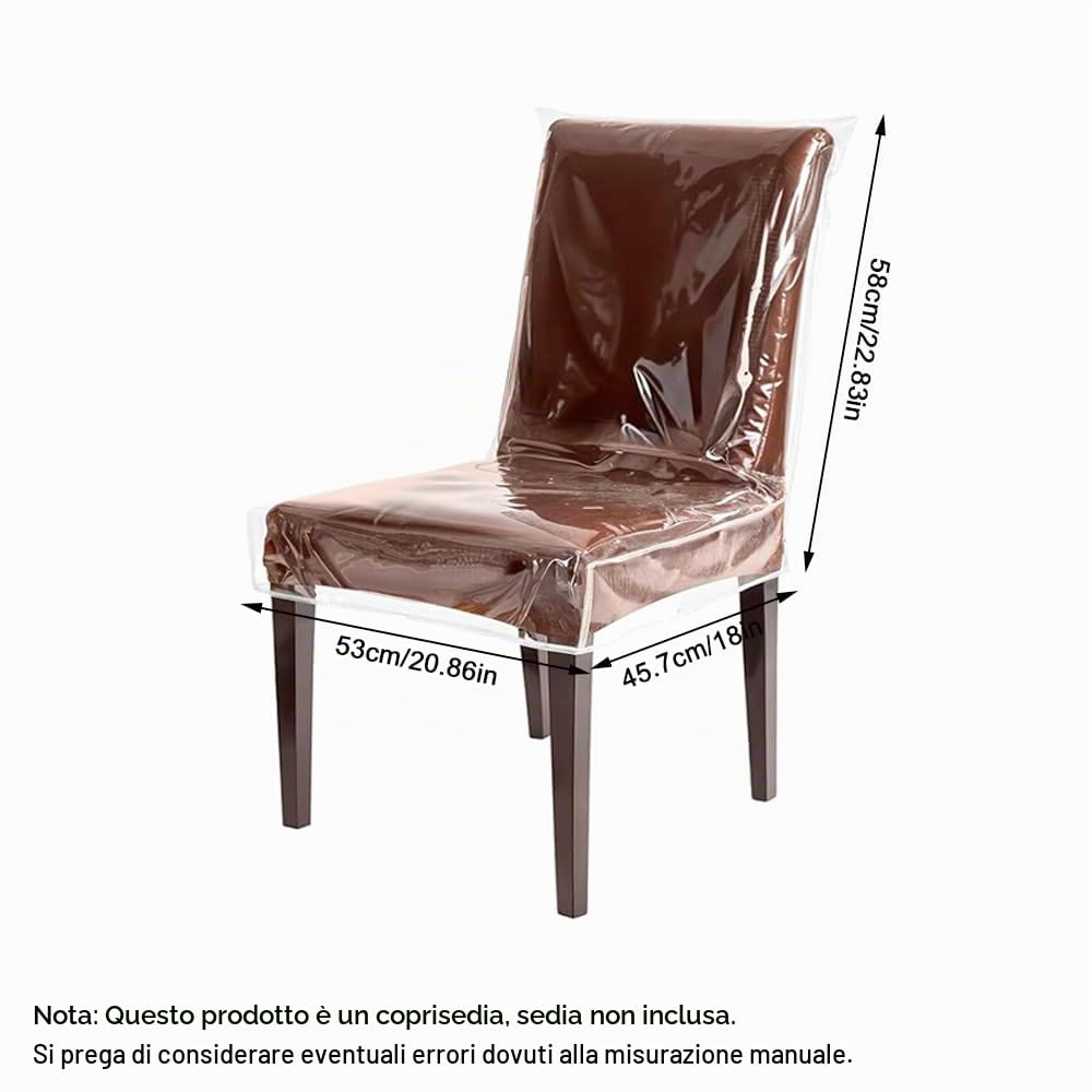 Coprisedie Trasparenti per Sedie da Pranzo, 4 Pezzi Protezione per Sedile in PVC Impermeabile, Protegge da Graffi di Gatti, Peli di Animali, Polvere e Versamenti (58 * 53 * 45cm)