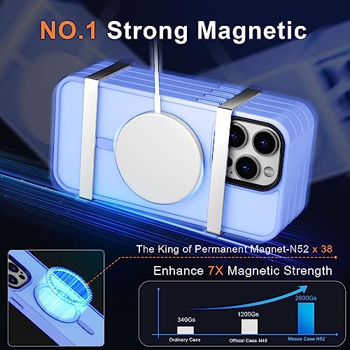Image of MOCCA Strong Magnetic for iPhone 14 Pro Max Case [Compatible with Magsafe] [10FT Military Grade Protective] Translucent Matte Slim Shockproof Case for iPhone 14 Pro Max 6.7 inch -Blue