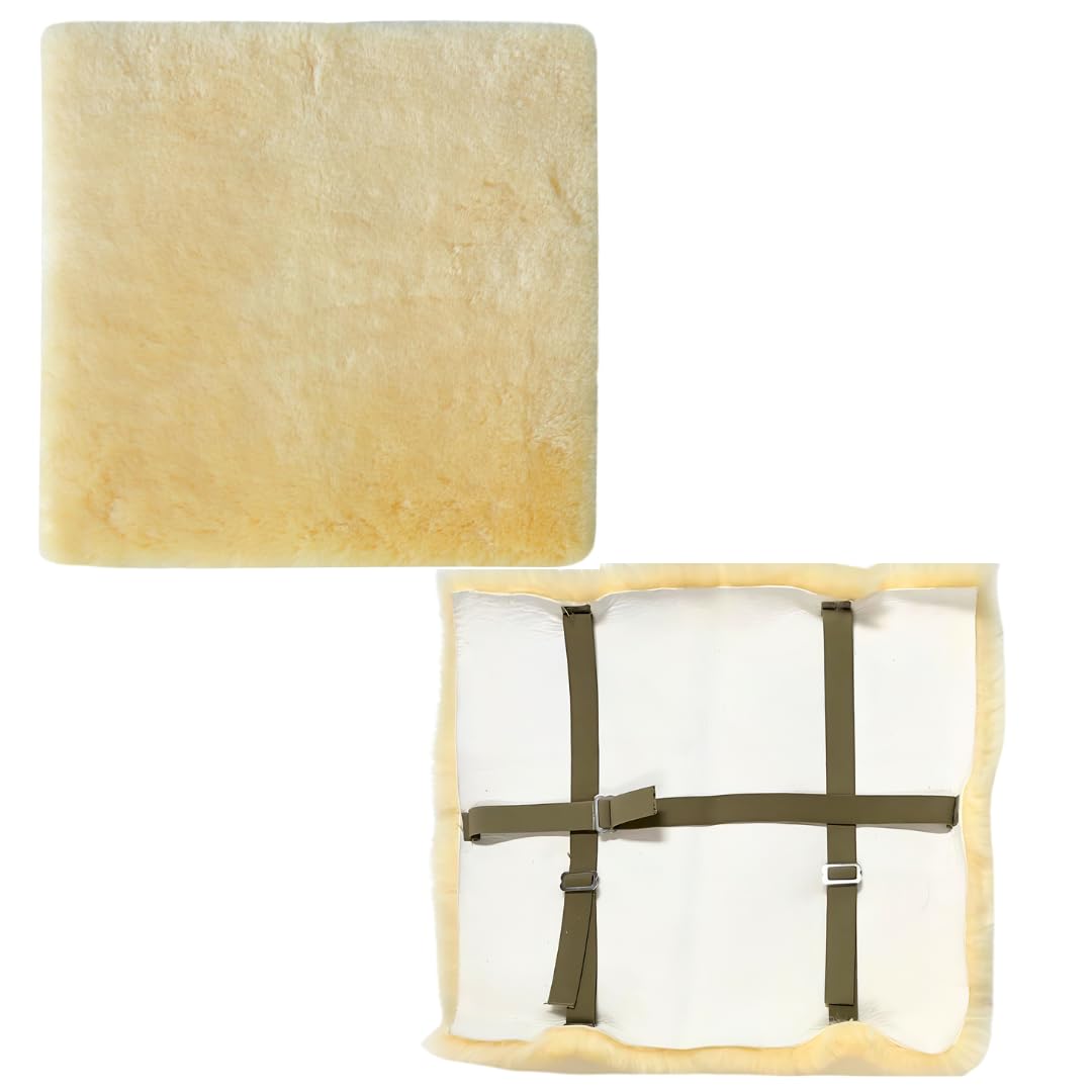 Sheepskin Ranch Cojín de lana natural para silla de ruedas, cojín para coxis, ciática, irritación de la piel, molestias y alivio del dolor de espalda, adecuado como silla de oficina, silla de ruedas y