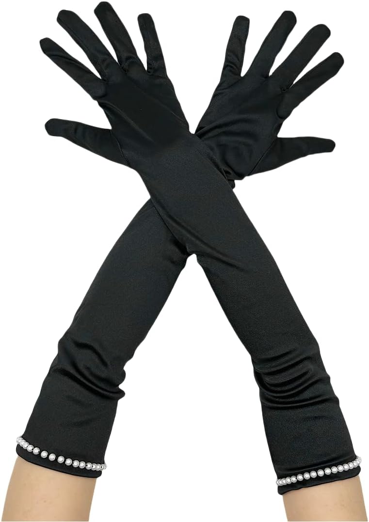 Long Opera Party Stretchy Embroidered Beads Gloves For