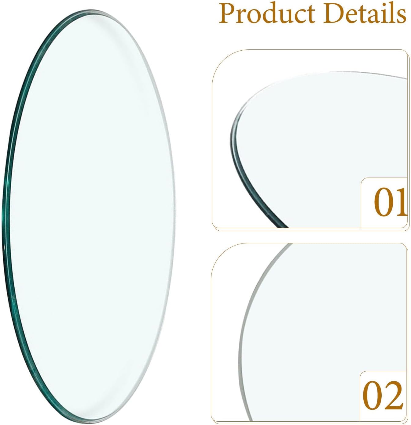 COLLBATH Tempered Glass Table Top: 32cm/12.6 Inch, Transparent Shatterproof Surface Protector, Replacement for Dining Table, Patio Furniture