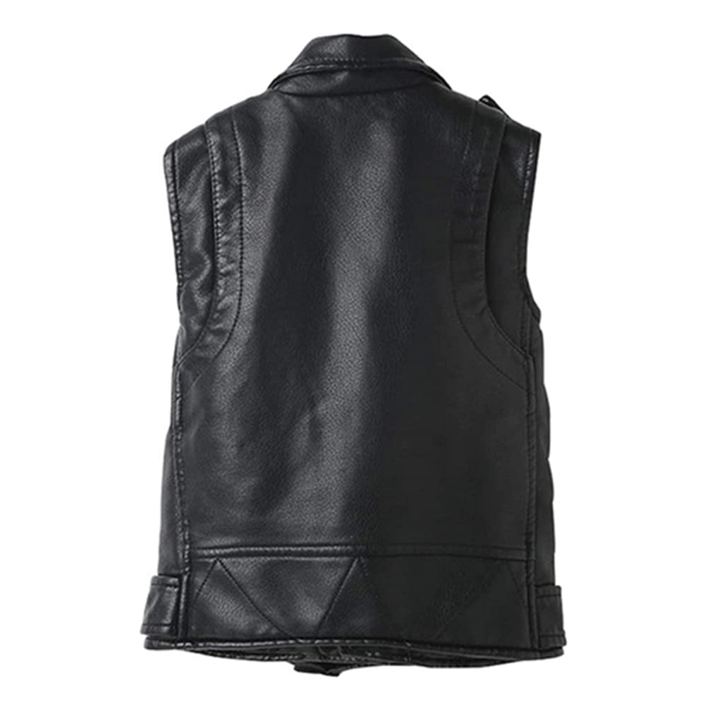 Veste en Simili Cuir sans Manche Enfant - Blouson Motard avec Fermeture éclair asymétrique - Manteau Printemps Automne Garçon Filles