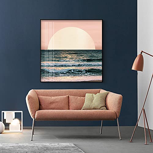 Peintures image pour décor de salon : art mural moderne abstrait coucher de soleil 60x60