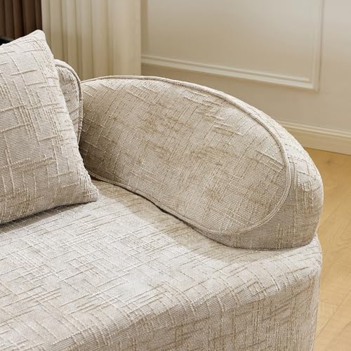 Image of 109-Inch Curved Boneless Modular Sofa Compressed 4-Seat Cloud Couch with 4 Pillows, Modern Curved Boneless Foam Sofa Floor Deep Seat Cloud Couch for Living Room Bedroom