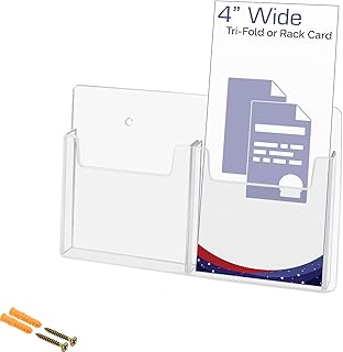 Marketing Holders Pamphlet Brochure Holder Horizontal 2 Pocket Wall Mount With Hanging Hardware Premium Clear Acrylic Plexiglass Ad Poster Flyer Tri Fold Literature Multi Purpose Organizer Display Ad