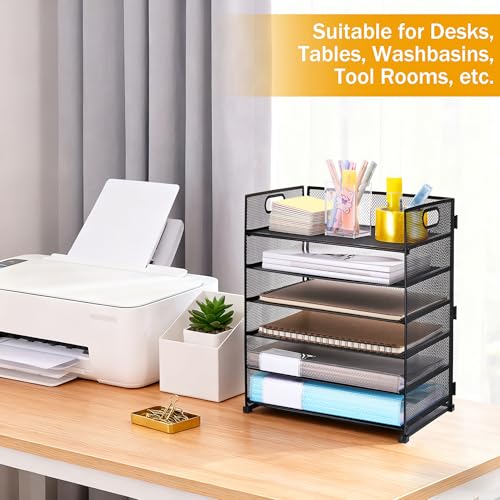 6 cases rangement bureau JIANTA en métal noir pour stopper le désordre des papiers A4 - 4