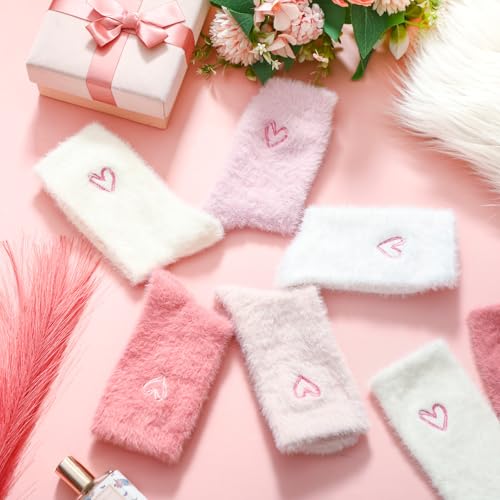 Foaincore 10 Pairs Women's Embroidered Heart Fuzzy Socks - Soft Fluffy Mid-calf Warm Slipper Socks for Winter, Home, Spa (5 Styles)4