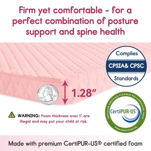 Image of Pro Goleem Pack and Play Mattress (38 inchx26 inch), Waterproof Pack n Play Mattress Pad with Carry Bag, Firm Playard Mattress with Soft Cover, for Babies and Toddlers(Pink)
