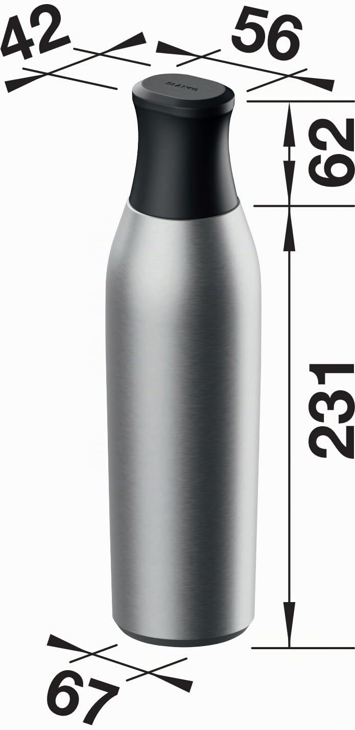 BLANCO Trinkflasche Wasserflasche | Edelstahl | Doppelwandige, isolierte 700-ml-Edelstahlflasche für sprudelndes, heißes und normales Wasser | Ø 8 cm