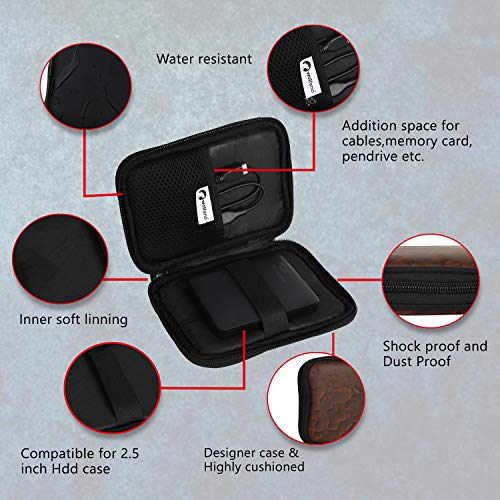 Image of WD HDD Hard Case /Cover /Pouch for 2.5 inch Portable Hard Drive (for Seagate, Toshiba, WD, Sony, Transcend, Lenovo, Adata) (Brown FIRE)