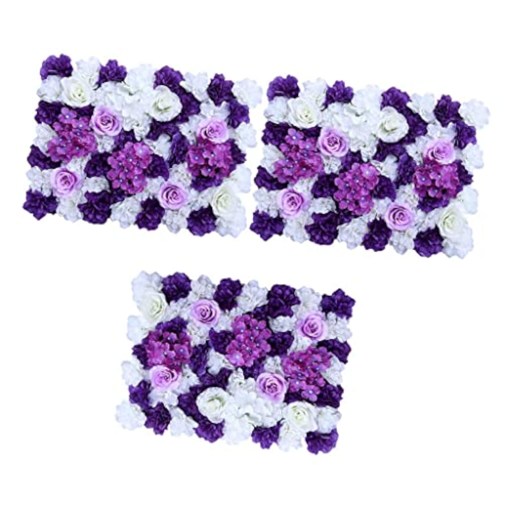 3Pcs Artificial Silk Rose Flowers Wall Panel Decor