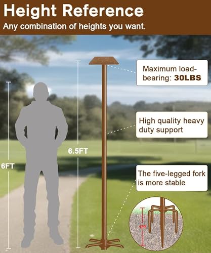 Sungaryard 90Inch Heavy Duty Bird House Pole Mount Kit with Frosted, Bird Feeder Pole Kit with 5 Prongs Base and 2 Plates, for Outdoor, Yard, Garden, Brown(Birdhouse Not Include)