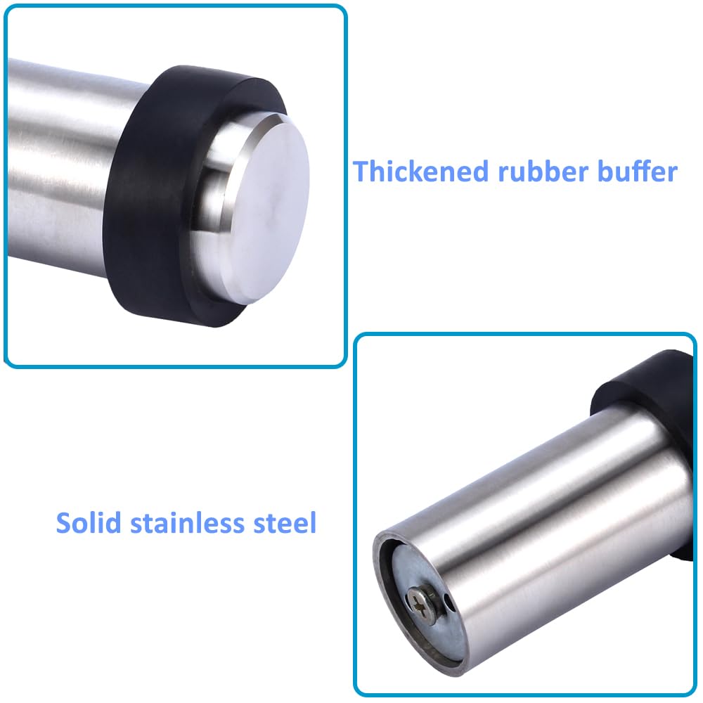 8 Pcs Stainless Steel Floor Door Stops with Rubber, Stainless Steel Door Stop, Floor Door Stop, Protect Doors and Walls (45mm) - Image 4