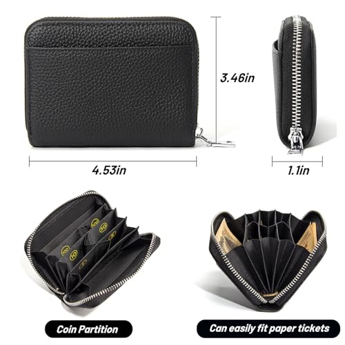 RFID Blocking Wallet For Women,Multi Coin Organizer Purse with 6 Coin Slots,Genuine Leather Credit Card Holder Ladies Card Case (Pink)3