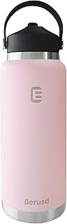 Berusd 1L Insulated Water Bottle, Leak Proof Straw Lid, Stainless Steel Vacuum Insulated Water Bottle, Wide Mouth Bottle w...