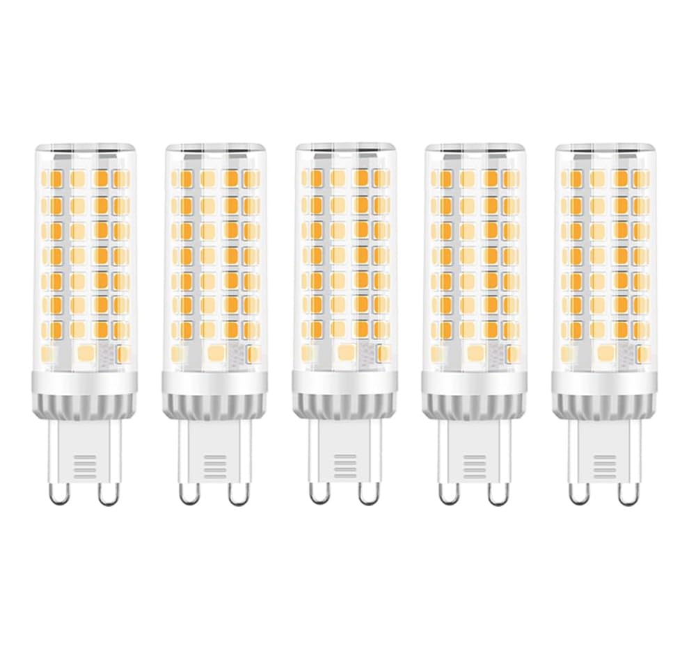 ZFQ G9 LED Bulb 10W, Warm White 3000K, G9 LED Light Bulbs, Equivalent 100W Halogen, Energy Saving Bulb, 1000LM, 360° Beam Angle, AC 220V-240V, No Flicker, Non-Dimmable, 5 Pack
