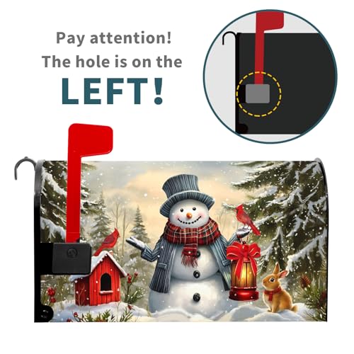 Image of Christmas Mailbox Covers Magnetic Standard Size 18 X 21 Inch Winter Snowman Magnetic Mailbox Cover Snowflakes Bird Mailbox Wraps Post Box Cover Decoration Outdoor Garden Home Yard Outside