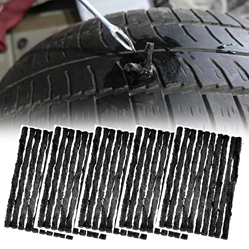 Tiras de reparación de neumáticos,Tiras de reparación de neumáticos sin cámara,Parches para Ruedas,Tiras Pinchazos Coche,Kit Repara Pinchazos Coche,Kit Reparación Neumáticos,100x3,5 mm,Negro,50 piezas