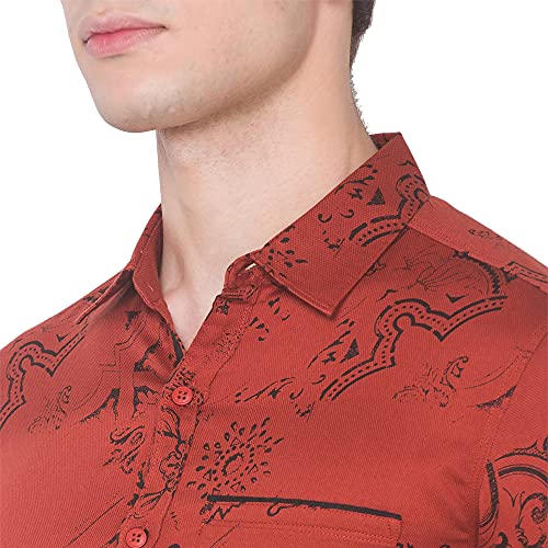 Image of Spykar Men's Slim Shirt (8907966639959 Rust RED 4XL)