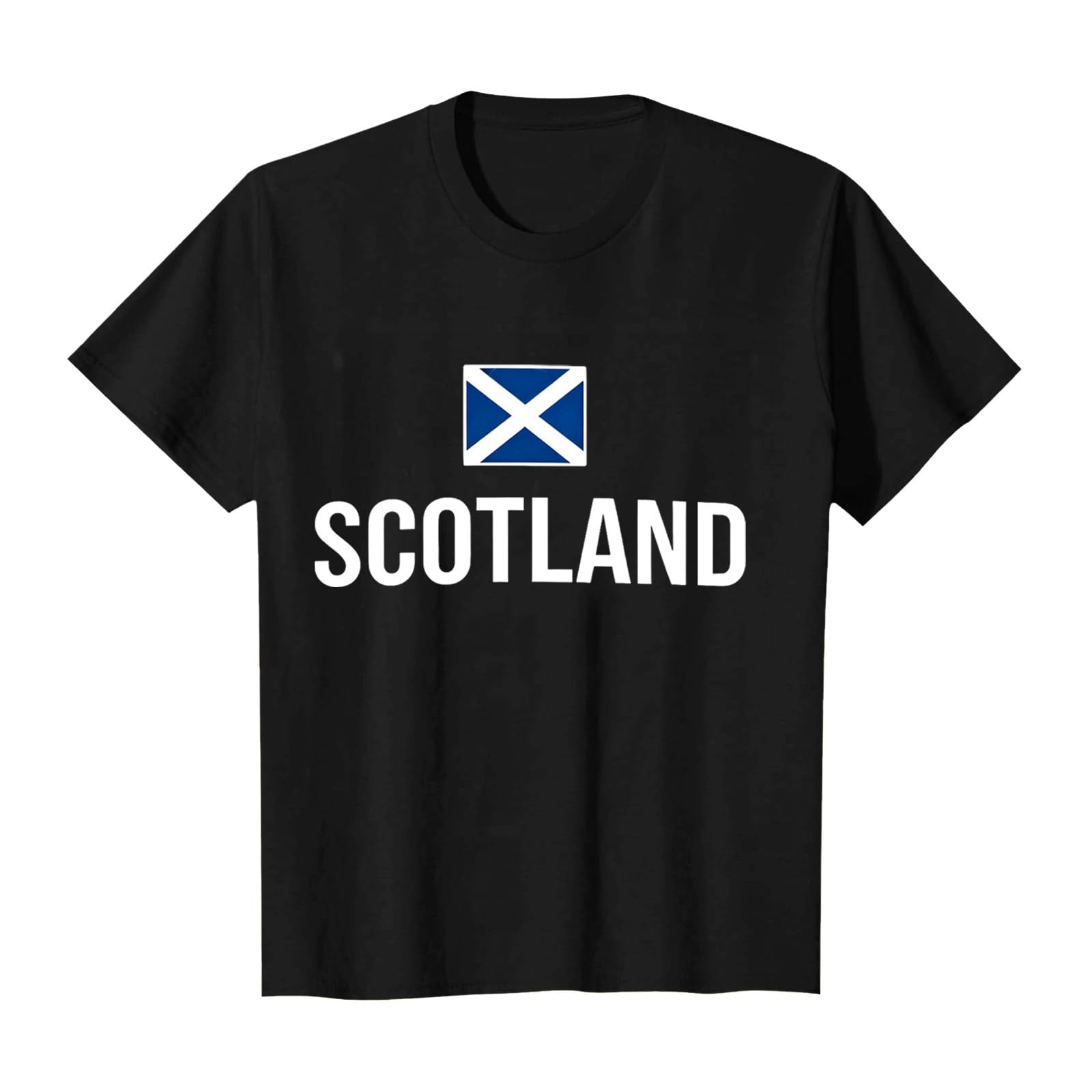 Scotland Football T Shirt Unisex Scottish Flag Short Sleeve Crew Neck Funny – Men Women Football Fans (D-Black, XL)