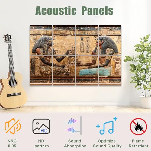 8 Paneles Acústicos Decorativos Absorbentes de Sonido de Mural Egipcio Antiguo 48"x32" Pack de 8 miniatura 3