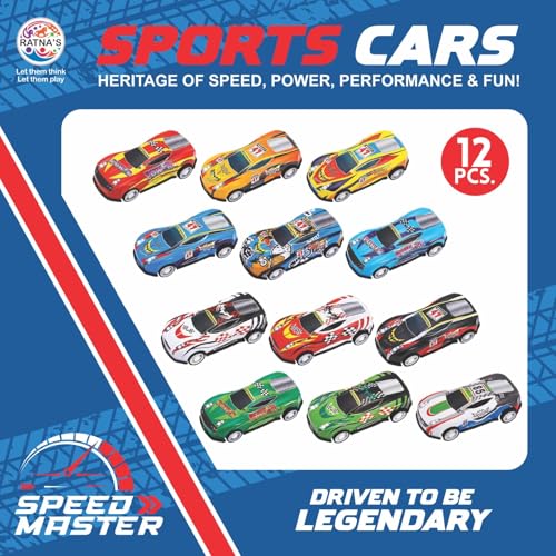 Image of RATNA'S Speed Master Sports Car for Kids 12 Pcs Set Pull Back Vehicles Racing Car for Kids for 2 Years+