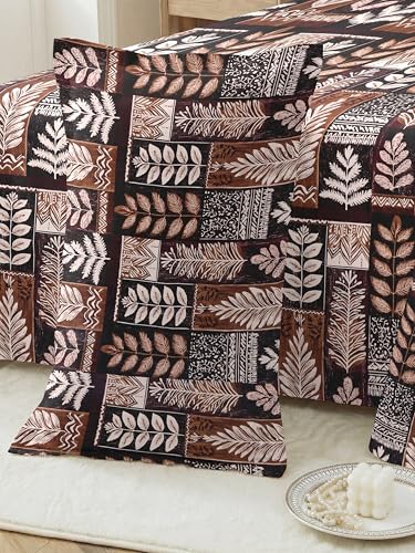 Image of RD TREND Premium Soft Cloud Cotton Floral Bedsheet for Double Bed | Size-90x90 Inches Queen Bedsheets with 2 Matching Pillow Covers (18x28 Inch) Dark Brown