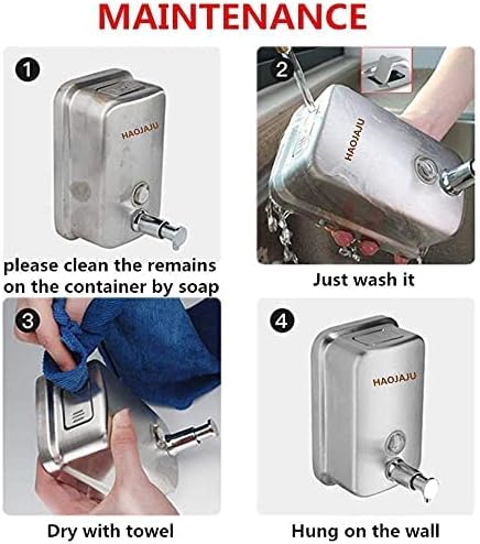 Miniatura 4 de Dispensador de jabón de acero inoxidable montado en la pared, dispensador de jabón de montaje en pared para baño y cocina, mercado, hotel (27.1 fl