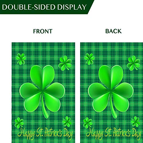 Wenwell Happy St Patricks Day House Garden Flags,Shamrock Buffalo Check Plaid Rustic Burlap Yard Sign Decorations,Spring Banners For Outdoor 12 X 18 Inch Double Sided  thumb #3