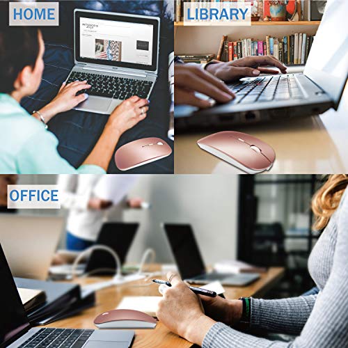 Bluetooth Wireless Mouse For Macbook Air Mac Pro Laptop Computer Ipad Pad Pc Laser Optical Rechargeable Mini Slim Silent Mouse Widely Used Desktop Hp Imac (Rose Gold) #TOP6