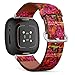 CJBROES Replacement Leather Watch Band, Compatible with Fitbit Versa 3 and Fitbit Sense of Wristband Bracelet Accessory - blots intersecting Stripes red Black