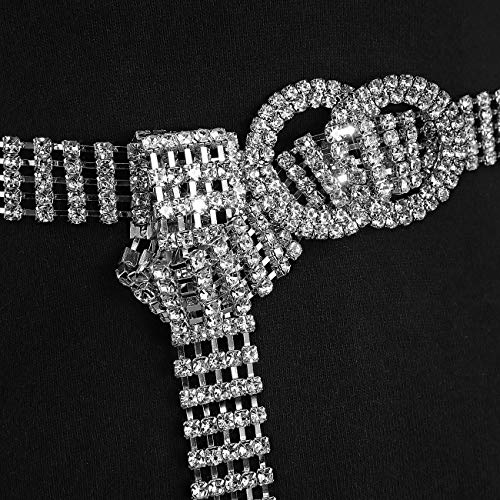 Glamorstar Crystal Belts for Women Rhinestone Waistband Belt for Dress Sparkle O-Ring Chain Gift3