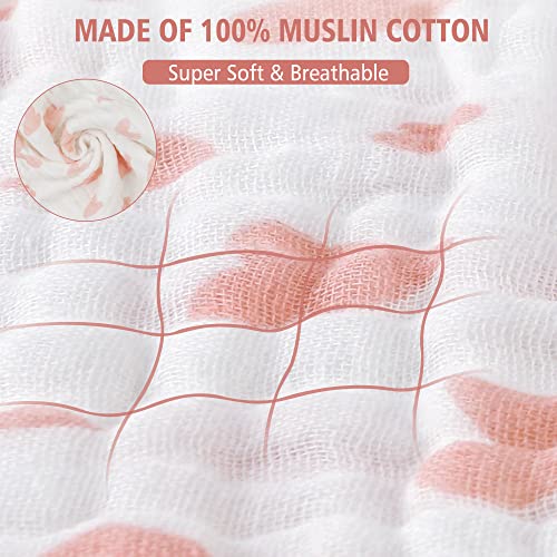 Viviland Baby Muslin Burp Cloths, 100% Cotton Super Absorbent Washcloths, 10 X 20 Inches 6-Layer Bath Towel, Great Shower Gift, 4 Pack, Bunny & Pineapple #TOP1