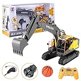 SENG 3 In 1 Ferngesteuerter Bagger 2,4G Große Bagger Brecher Baufahrzeug mit Eimer, Greifer, Bohrer