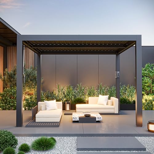 Modern Shade Aurora Louvered Pergola 10'x10' with USB Charging Port