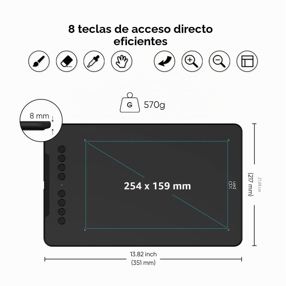 XPPen Deco 01V3 Tableta Gráfica Dibujo Digital 10x6 Pulgadas con Lápiz 16K Niveles, Compatible con Windows, Linux, Mac OS, Chrome OS y Android