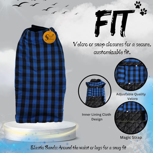 Image of Sage Square Winter Coloured Dog Coat - All-Weather Protection, Windproof, Waterproof Cozy Fleece Lining, Adjustable Straps, Durable Construction, Stylish, Comfortable, Jacket (Blue & Black, Large)