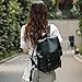 Zebella Womens Vegan Vintage Leather Backpack Faux Leather Laptop Backpack Travel Daypack College Bookbag--Black