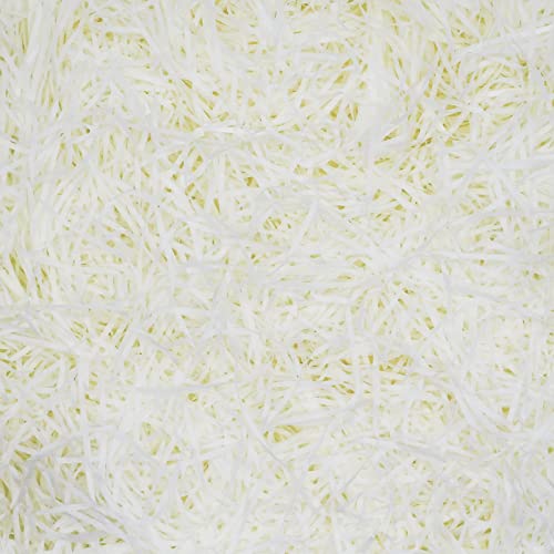 50g Raffia Füllmaterial Geschenk Hamper Shred Geschreddertes Papier Geschenk Füllung für Party Hamper Füllung und Geschenkverpackung für Geschenkbox Dekorations (Cremeweiß)