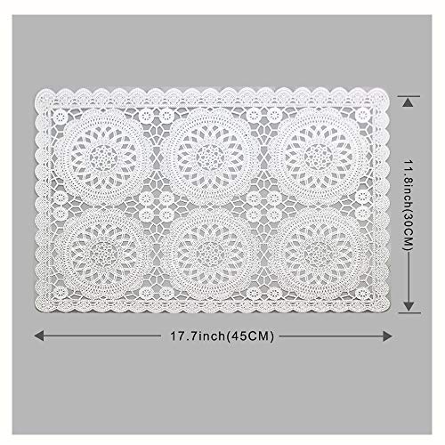 Plastic White Waterproof Placemats Set of 6 for Dining Table Wipe Clean Washable Tablemats Vinyl PVC Table Mats for Kitchen