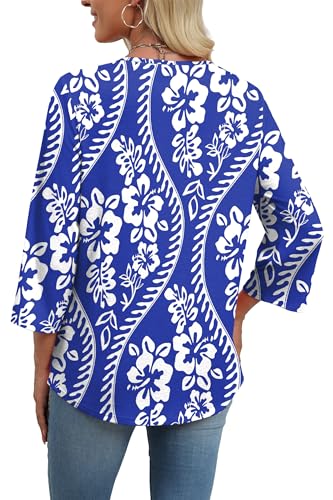 WIHOLL Women Fall Clothes Blouses for Women Dressy Casual Plus Size Fashion Clothing Boho Tops Lace Fall Outfits Women's Tops Tunic Loose Fit Oversized Tshirts White Floral 3XL - 4