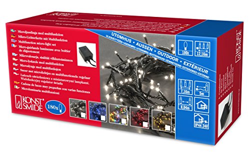 Preisvergleich Produktbild Konstsmide 2084-500 Microlight Lichterkette / für Außen (IP44) / 24V Außentrafo / mit 8 Funktionen, Steuergerät und Memoryfunktion / 180 bunte Birnen / schwarzes Kabel