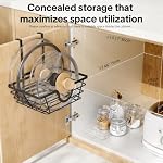 Pot Lid Organizer, Adjustable Kitchen Pot Lid Holder Inside Cabinet, Kitchen Cabinet Organizer Hanging for Food Storage Container, Pot, Pan Lid & Bakeware, Black - Image 2